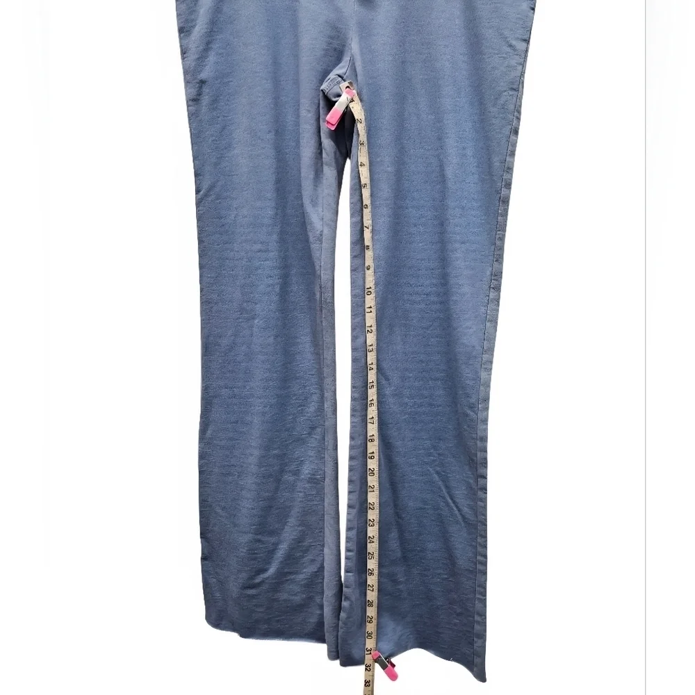 0046 Bebe Y2k Drawstring Lounge Pants Denim Accents Wide Leg Flare Blue Large